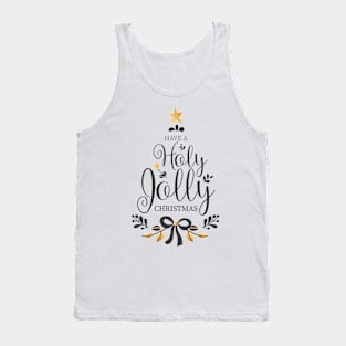 Christmas badge with quotes and golden ornaments Tank Top